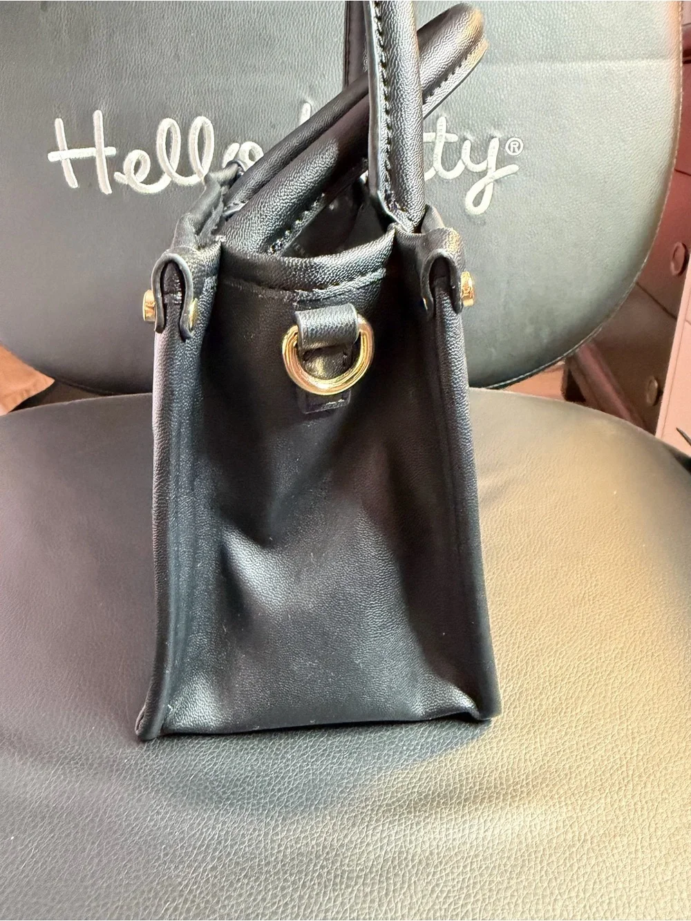 Steve Madden Black Quilted Satchel with Gold Hardware